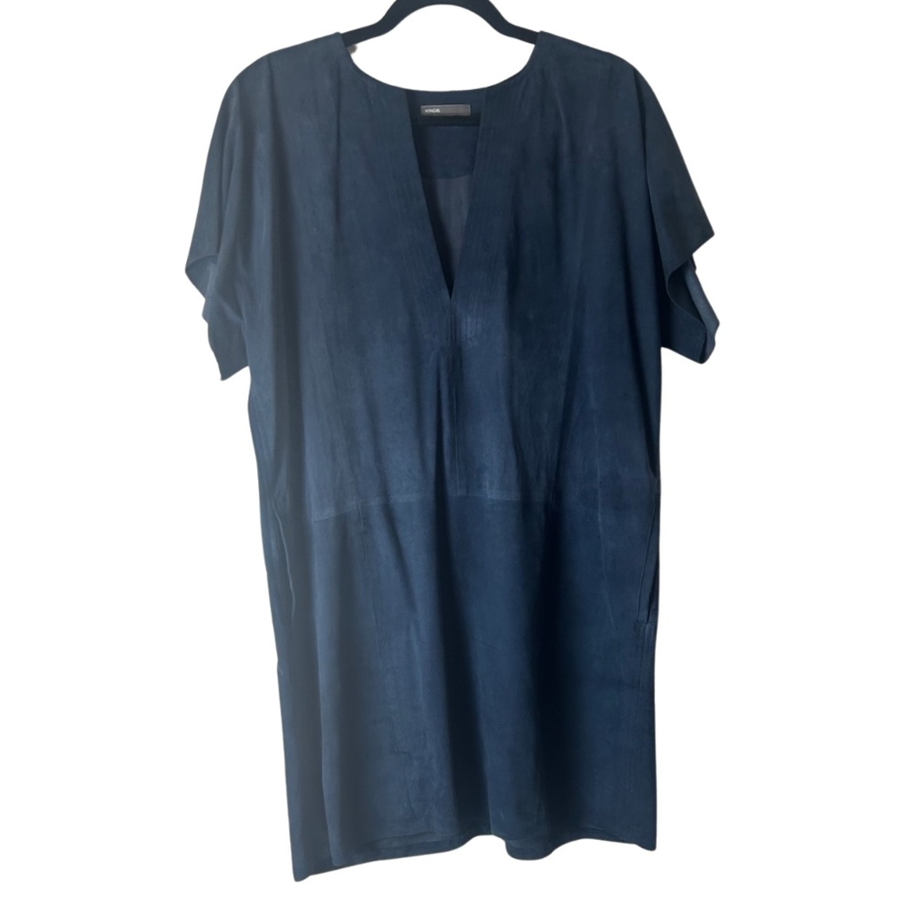 Vince Blue Leather Tunic Dress - Picture 3 of 6